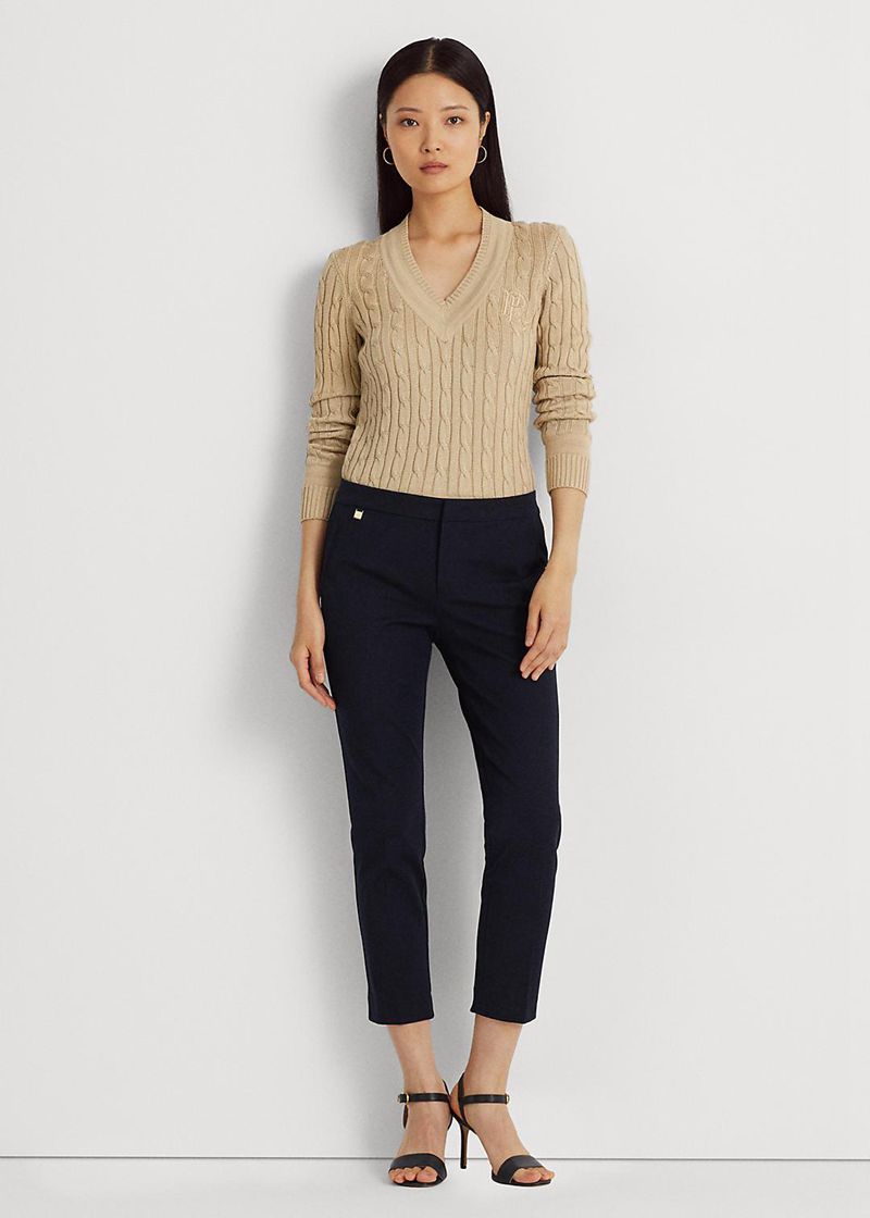 ローレン パンツ レディース ネイビー ストレッチ コットン スキニー Pant QYEUK3978